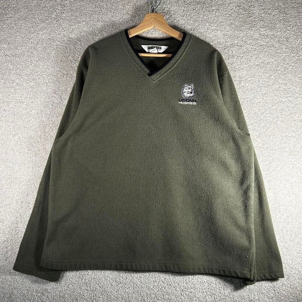 Vintage UConn Huskies olive green fleece college sweatshirt Size L
